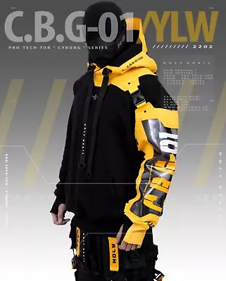 Buy Men's Techwear Yellow Jacket Rugged Fleece Pullover Hoodie Holygrail C.B.G-01/YL • 244.25£