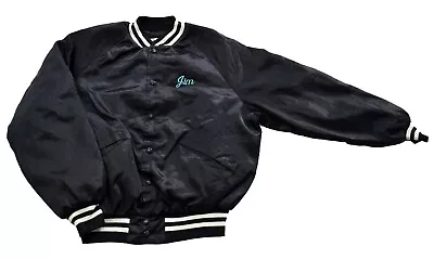 Buy Mens Vintage 80s USA Satin Black Embroidered Bomber Jacket Retro Rockabilly 42  • 14.95£