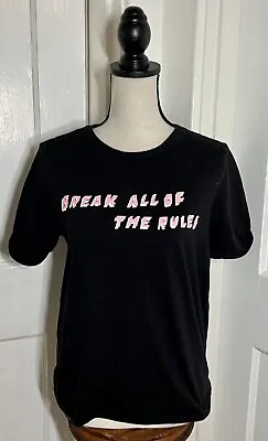 Buy Divided H&M Break All Of The Rules Black Pink Shirt Size Medium Y2k 2000’s 2010 • 4.54£