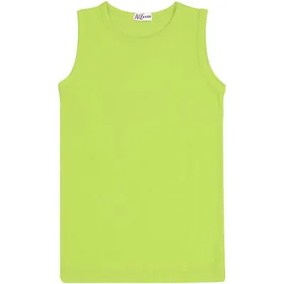Buy Kids Girls Ribbed Stylish Vest Top 100% Cotton Fashion T Shirt New Age 5-13 Year • 6.99£