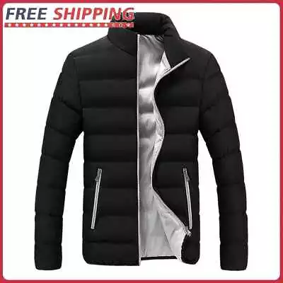 Buy Men Winter Jacket Stand Collar Solid Zipper Coat Male Casual Slim Fit Outerwear • 14.08£
