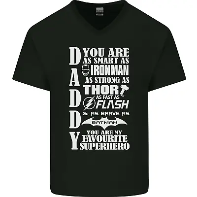Buy Daddy My Favourite Superhero Fathers Day Mens V-Neck Cotton T-Shirt • 11.99£