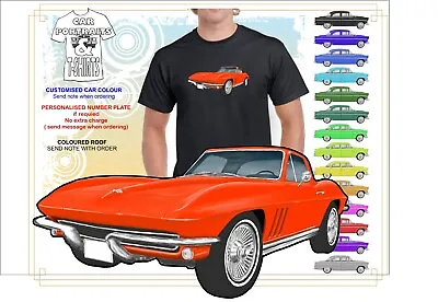 Buy Classic 1965 Corvette Stingray Illustrated T-shirt Muscle Retro Sports Car    • 27.47£
