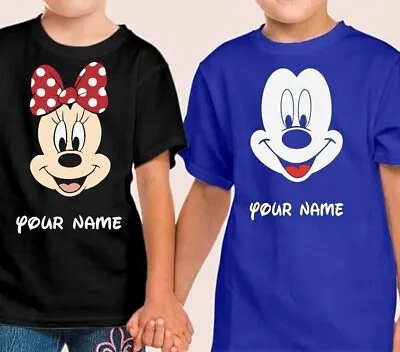 Buy Personalised Disney Mickey & Minnie Mouse T-shirt, Disneyland Cartoon Unisex Top • 10.99£