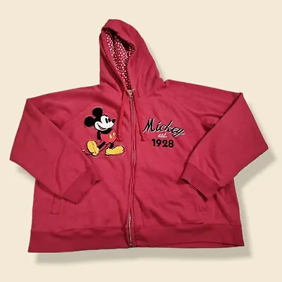 Buy Disney Mickey Mouse Red Full Zip Hoodie Jumper Size Womens 3XL  • 22£