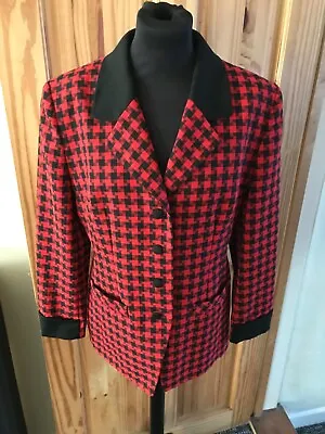 Buy Precis Jacket Size 14P, Short Length,V Neck, Lined, Wool Blend In Black And Red • 12.50£
