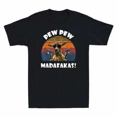 Buy T-Shirt Vintage Humor Men's Tee Madafakas Gift With Goat Funny Gun Goats Pew Pew • 14.99£