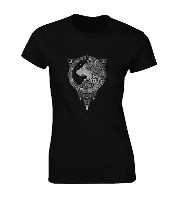 Buy Norse Wolf Ladies T Shirt Viking Odin Thor Loki Celtic Symbol Mjolnir Cool Top • 7.99£