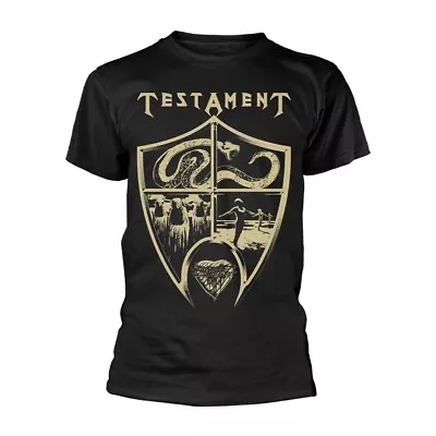 Buy TESTAMENT - CREST SHIELD BLACK T-Shirt, Front & Back Print Large • 20.09£