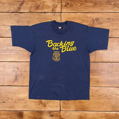 Buy Vintage Single Stitch T Shirt Graphic Large 90s USA Made Scorpio Police Texas • 18.39£