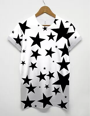 Buy Stars Big Small All Over T Shirt Swag Mens Women Tumblr Hipster Top Monochrome • 16£