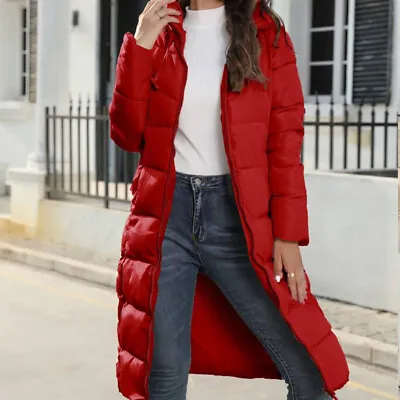 Buy Women's Winter Long Parka Quilted Knee Coat Hooded Warm Padded Jacket Outwear • 23.99£