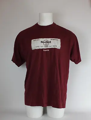 Buy Men's Hard Rock Cafe Lisbon Size XL T Shirt Maroon Short Sleeve Cotton • 8.99£