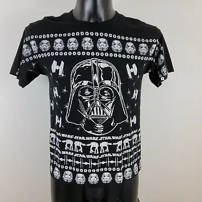 Buy Disney Parks Star Wars Kids Boys Christmas T Shirt Black Darth Vader Size Large • 7.99£
