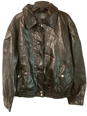 Buy Women's Faux Leather Bomber Jacket - Wild Fable Black Size M • 14.25£