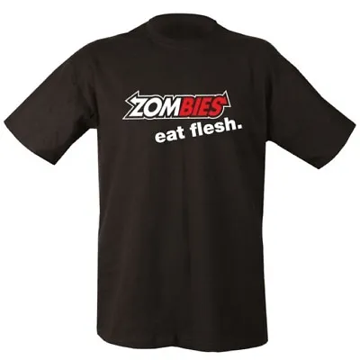 Buy Zombies Eat Flesh T-shirt 100% Cotton Mens S-2xl Gaming Airsoft Clothing Top • 5.99£