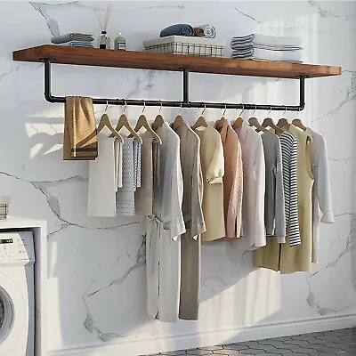 Buy Industrial Pipe Clothing Rack Wall Clothes Rail Garment Hanging Rod Display Rack • 22.91£