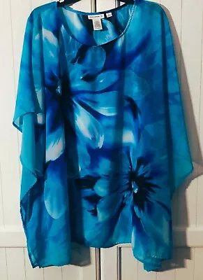 Buy BEAUTIFUL Susan Graver  Floral Art  Sheer Pullover Cape Jacket- Size XL  NEW • 12.87£
