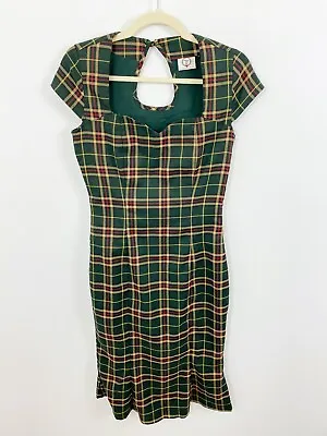 Buy Dancing Days By Banned Apparel Plaid Pin Up Retro Dress Size Small Green Sheath • 37.79£