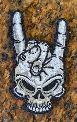 Buy Skull With Devil's Horns Sew Or Iron On Patch 8cm X 4cm Heavy Metal FREE P&P • 3.09£