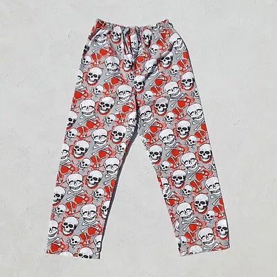 Buy Nite Club Skulls Crossbones Pyjamas Pants Size 14 Y2K Red Sleep Skeleton PJs • 12.61£
