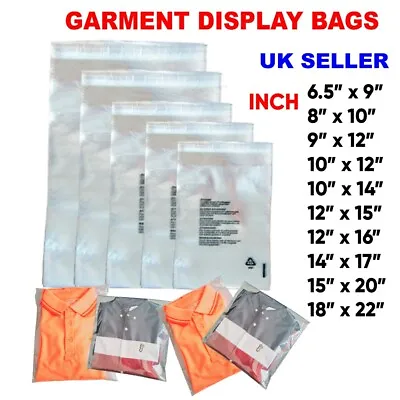 Buy Garment Bags Clear Cello Plastic Self Seal Packaging For  Clothing T-Shirts Etc • 7.70£