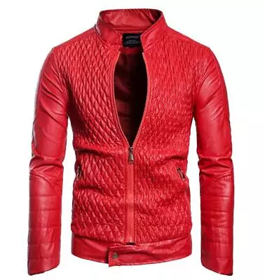 Buy New Men Motorcycle Leather Jacket Plus Size Fashion Collar Outwear Punk Coat • 45.59£