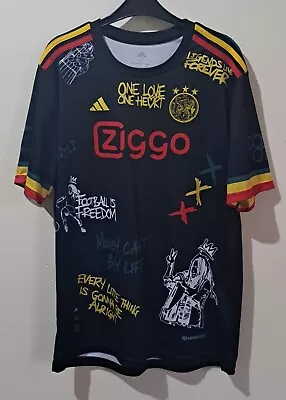 Buy Adidas Ajax Football Bob Marley Mens T-shirt Large • 10.50£