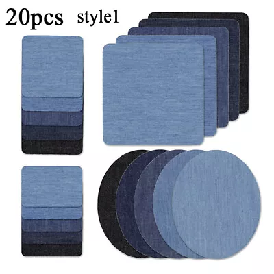 Buy 20-25Pcs 5 Colors Iron On Denim Fabric Patches For Clothing Jeans Repair Kit DIY • 5.27£