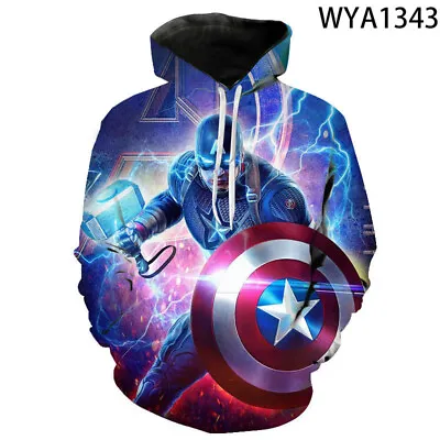 Buy 7 Styles 3d Printing Captain America Men's Long Sleeve Jacket Hoodie Sweatshirt • 19.10£