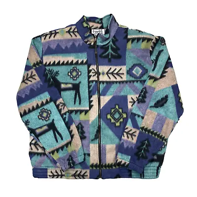 Buy Teddi Purple Fleece Jacket Abstract All Over Print Womens Large • 23.99£
