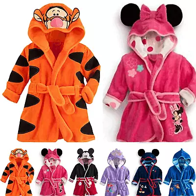 Buy Kids Boys Girls Animal Hooded Bath Robe Dressing Gown Sleepwear Pajamas Age 2-6Y • 9.09£