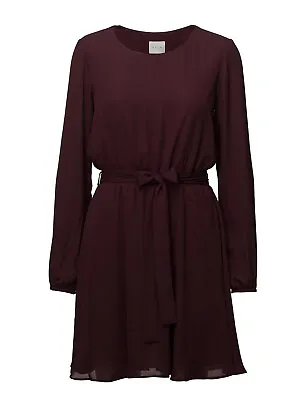 Buy Vila Clothing - Vilucy Long Sleeve Dress Winetasting/Burgundy UK 12/14 Brand New • 29.50£