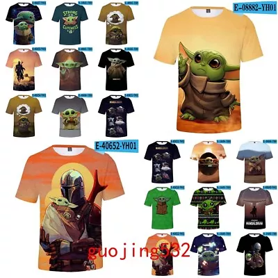 Buy Mandalorian Baby Yoda T-shirt Mens Womens Kids 3D Casual Short Sleeve Tee Tops • 11.26£