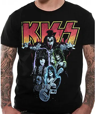 Buy Kiss T Shirt Official Neon Band Black Classic Rock NEW S M L XL XX • 14.95£