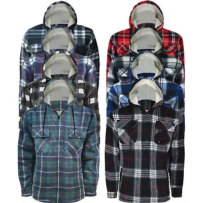 Buy Mens Padded Shirt Sherpa Fur Lined Thick Hoodie Lumberjack Flannel Work Jacket • 19.99£