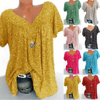 Buy Plus Size Women Loose Blouse Tops Ladies Summer Short Sleeve T-shirt Tee Holiday • 8.09£