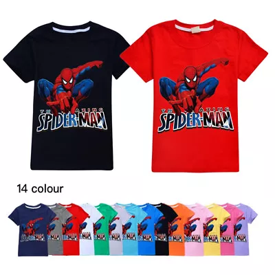 Buy Kids Boys Spiderman T-shirt Summer Short Sleeve T-shirt Casual Tops Tee 2-13Y UK • 7.99£