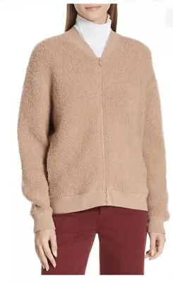 Buy Vince Women’s Bouclé Knit Bomber Jacket In Camel - Size Medium- EUC • 47.24£