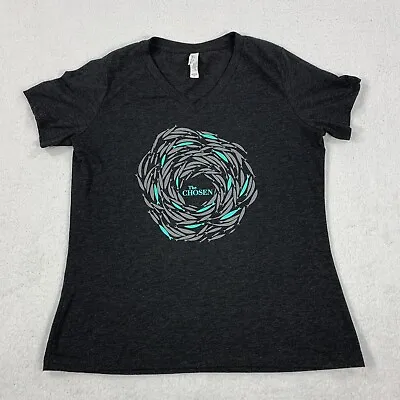 Buy The CHOSEN Women's Medium V Neck T Shirt Black Heather Against The Current • 16.08£