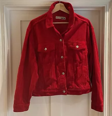 Buy Top Shop MOTO Red Corduroy Jacket Ladies Size 12 • 8.50£