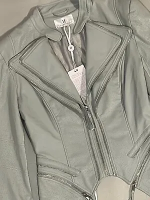 Buy Forever Unique Zip Detail Faux Leather Jacket Gray Size 8 • 57.63£