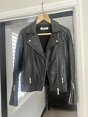 Buy Whistles Leather Biker Jacket Hardly Worn Size 12  • 160£