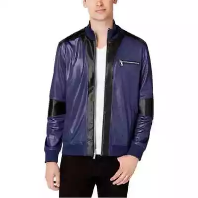 Buy I.N.C. International Concepts Men's Faux Leather Trim Jacket, Basic Navy, Size S • 40£