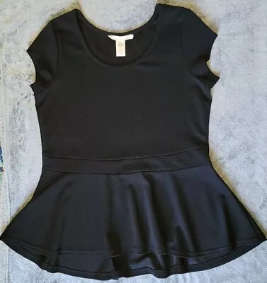 Buy Nyc Peplum Top Black Womens Size 1X Sexy Cap Sleeve Fit And Flare Textured  • 5.53£