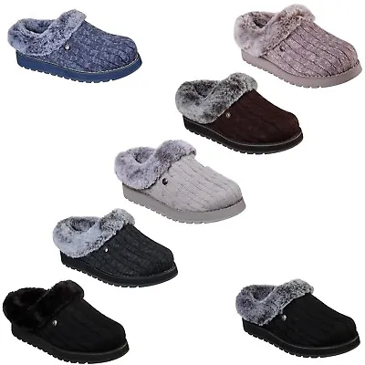 Buy Skechers Womens Slippers Memory Foam Lined Faux Fur Comfort Outdoor Shoes • 27.96£