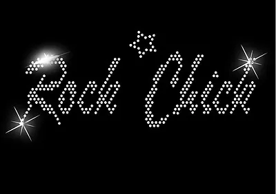 Buy ROCK Chick Iron On Hen Night Slogan Crystal T Shirt Transfer Birthday 70s 80s • 3.50£