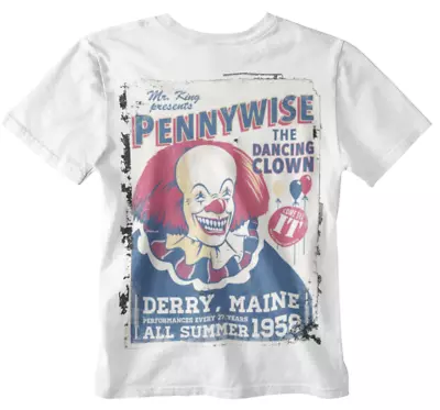 Buy Pennywise T-shirt Halloween Clown Stephen Kings It, Movie Retro White S- 3xl   • 7.97£