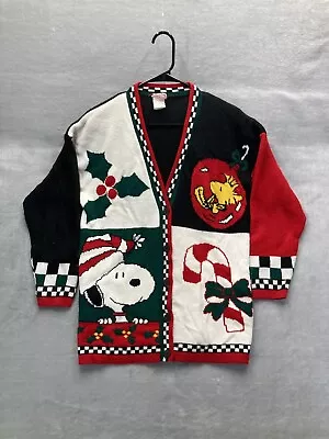Buy Vintage Snoopy And Friends 90’s Christmas Cardigan Sweater Size M • 35.90£