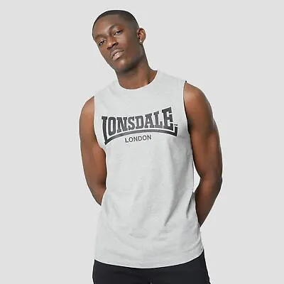 Buy Lonsdale Essentials Tank Vest Mens Gents Sleeveless Shirt Top Regular Fit Stamp • 6.99£